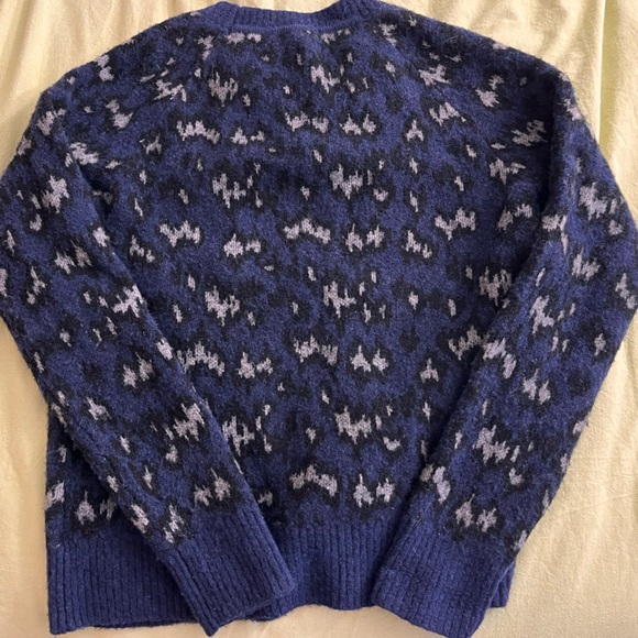 Athleta Hawthorn Textured Crew Sweater XS Navy Blue Grey Merino Wool - Picture 3 of 4